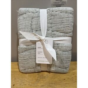 Pottery Barn Cloud‎ Handcrafted Cotton/linen Quilted Euro Sham (1) Clay Lt Gray